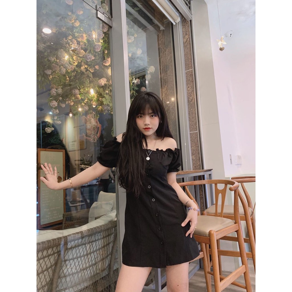 Đầm dự tiệc trễ vai đen XY | BigBuy360 - bigbuy360.vn