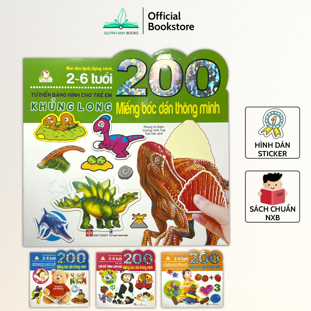 Sách - 200 miếng bóc dán thông minh sticker nhanh tay tinh mắt cho bé 2-6 tuổi - NPH Đinh Tị