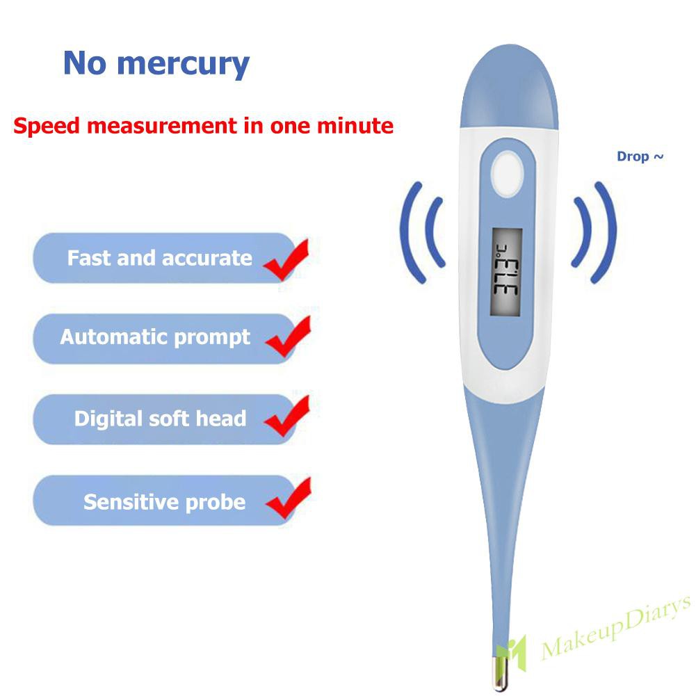 (Hàng Mới) Nhiệt Kế Điện Tử Đầu Mềm Màn Hình Lcd Đo Nhiệt Độ Cho Người Lớn Và Trẻ Em