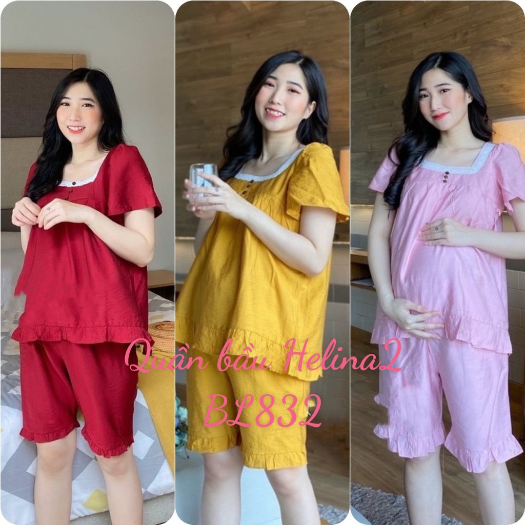 Bộ đồ bầu LỬNG siêu đẹp siêu xinh chất đũi thoải mái mặc nhà BL832