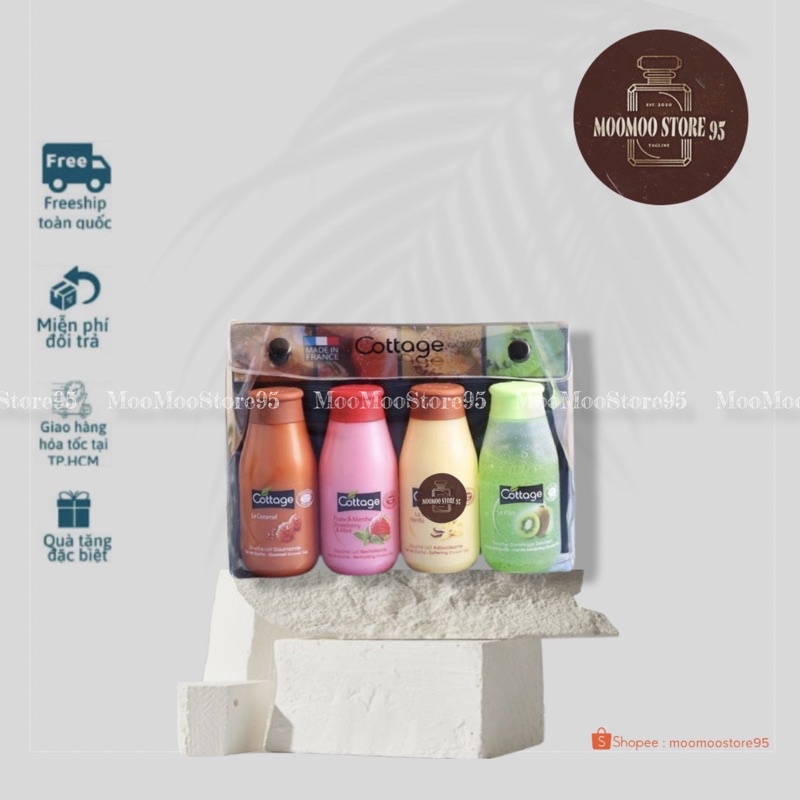 SET 4 CHAI SỮA TẮM MINI COTTAGE - Pháp