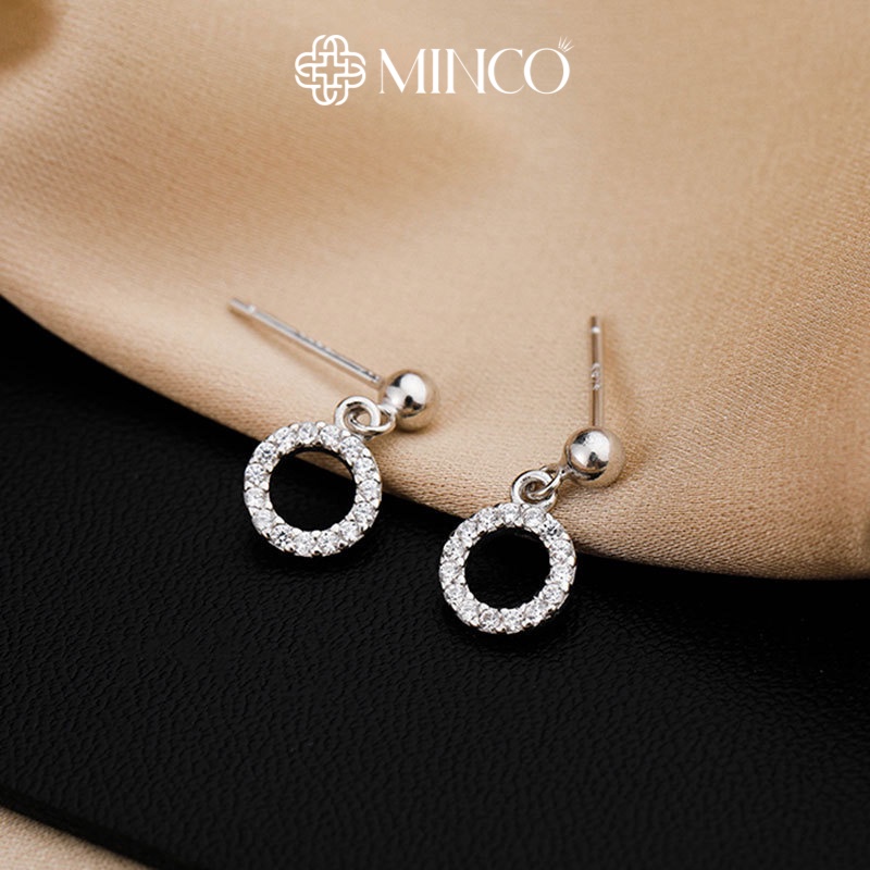 Bông tai nữ Minco Accessories hoa tai tròn đính đá phụ kiện thời trang sang trọng phong cách Hàn Quốc BT56