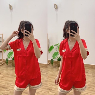 Bộ lụa satin trơn chữ đùi