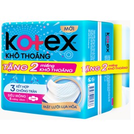 Băng vệ sinh Kotex khô thoáng siêu mỏng cánh/ dày cánh 8 miếng