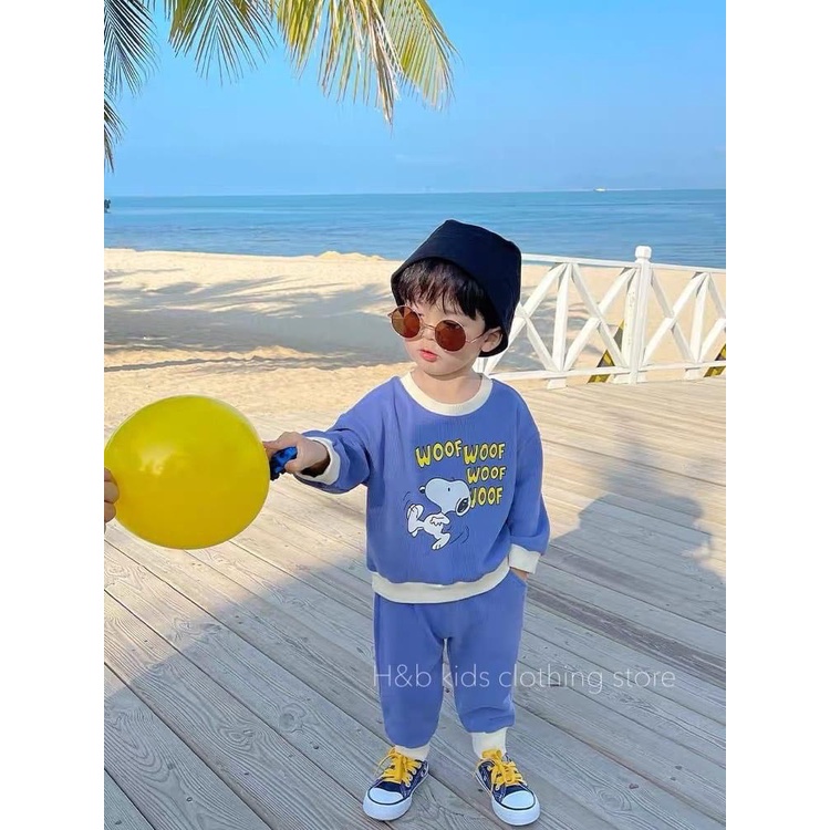 Bộ bé trai dài tay hình CÚN SNOOPY chất cotton Zip Hàn cho bé 8 - 20kg BKS28