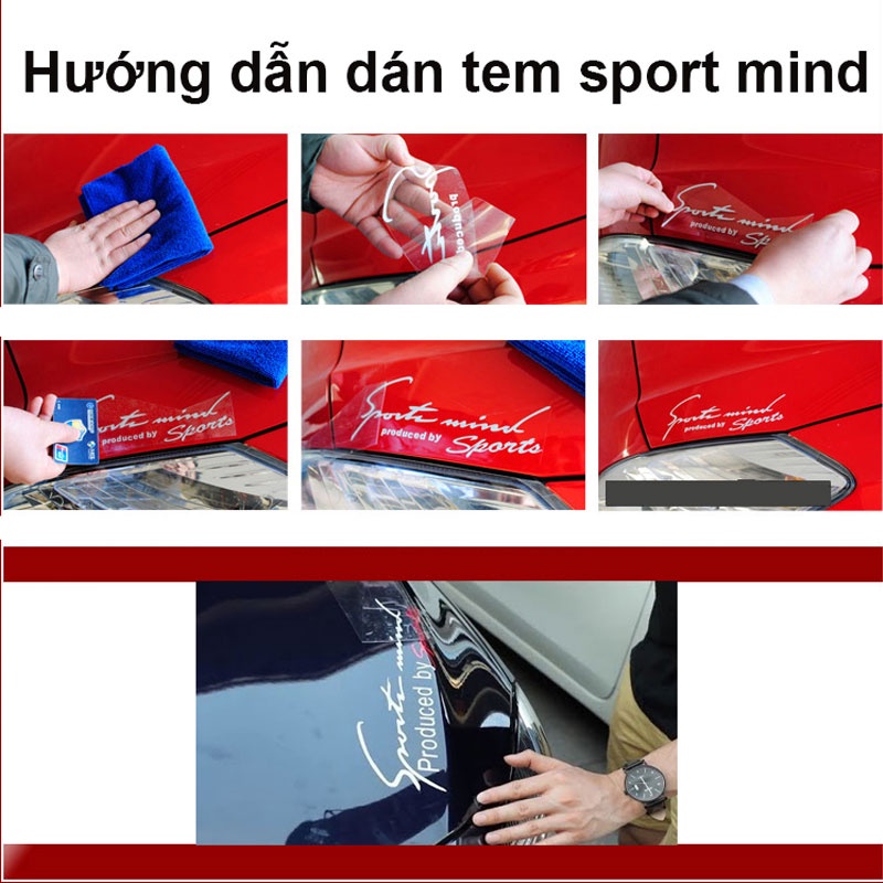 Tem Sport Mind Produced By Sport Dán Xe Ô Tô, Decal Dán Xe Thể Thao Tạo Điểm Nhấn Phong Cách CARZONE,TOP