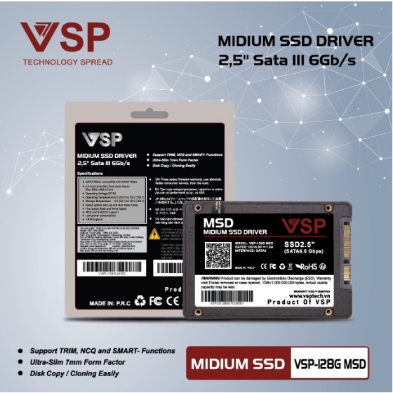 Ổ cứng SSD các hãng VSP, VASEKY 128GB, 256G, 512Gb SATA3 6Gb - TỐC ĐỘ CAO
