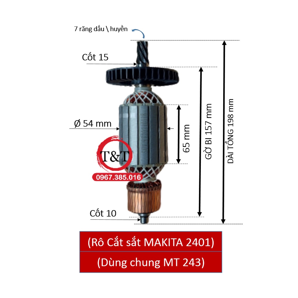 RÔ CẮT SẮT MAKITA 2401 DÙNG CHUNG MT 243 , RUỘT MÁY CẮT SẮT MATEC VÀ MAKITA 2401 - 243