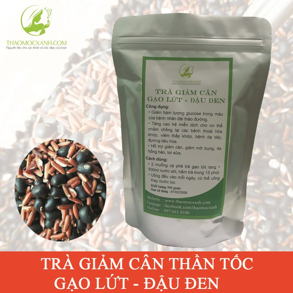 Trà Giảm Cân Gạo Lứt - Đậu Đen - giảm cân hiệu quả an toàn GÓI 500 GRAM