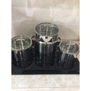 [ Hàng Chính Hãng ] Bộ Nồi 3 Chiếc Kèm Xửng Hấp Cao Cấp RAPIDO