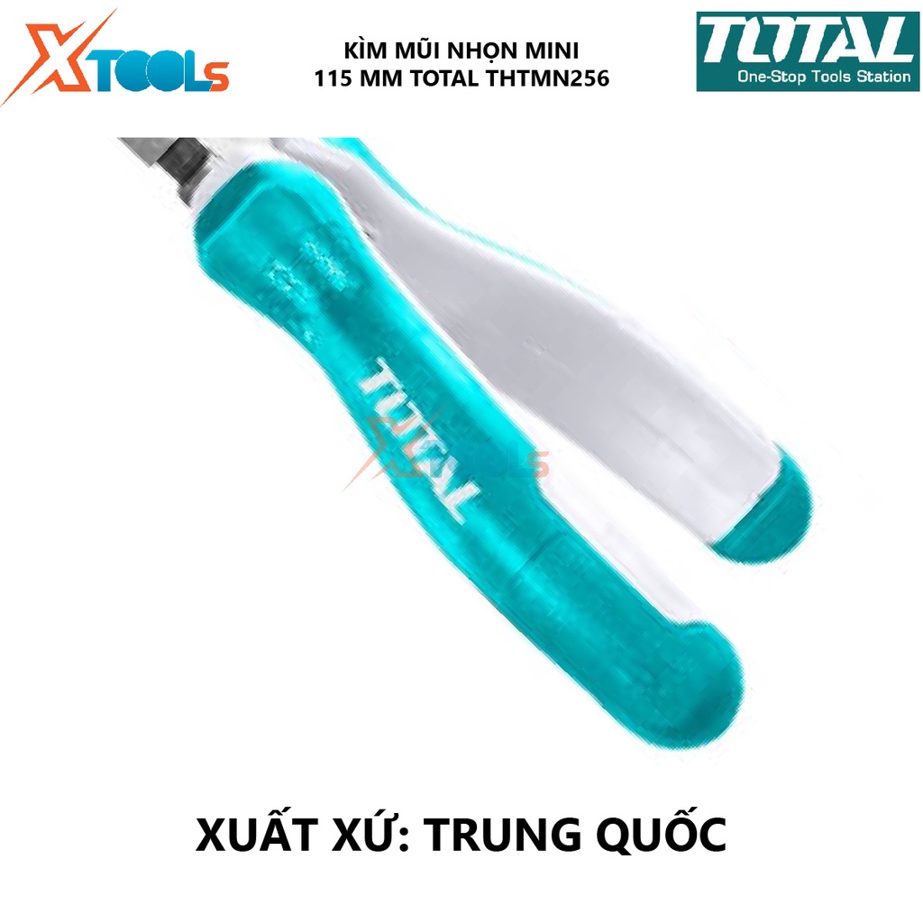 Kìm mũi nhọn mini TOTAL THTMN256 | Kềm mũi nhọn Kích thước 4,5 &quot;/ 115mm, Đầu kềm được đánh bóng và chống gỉ, Tay cầm hai