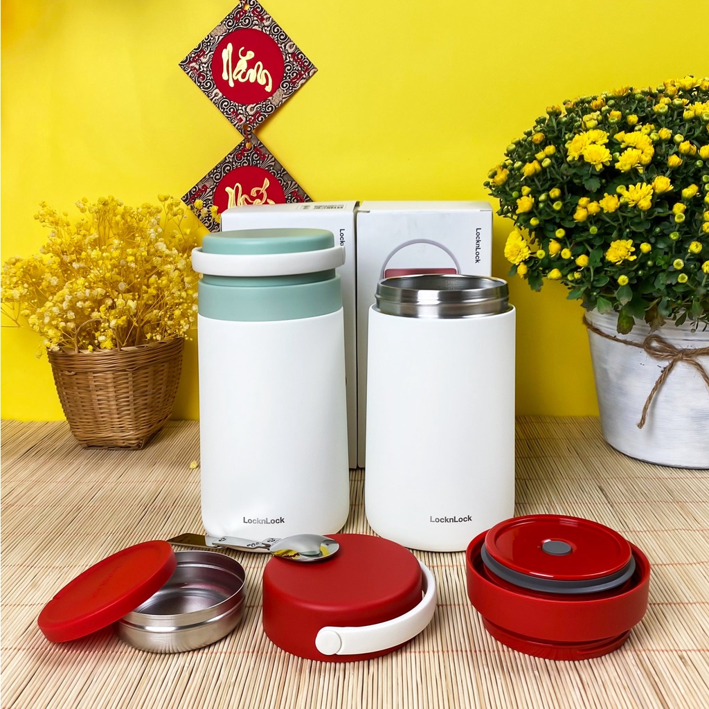 HỘP GIỮ NHIỆT ĐỰNG THỨC ĂN FOOD JAR LOCK 1L LHC8043 kèm muỗng gấp gọn