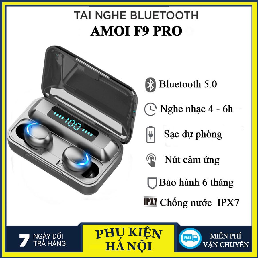 Tai Nghe Bluetooth 5.0 F9 Pro Bản Quốc Tế Cao Cấp Nhất - Cảm Biến Vân Tay, Sạc Dự Phòng - BH 6 tháng