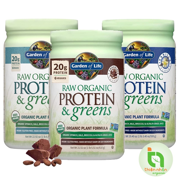 Bột Raw Organic Protein &amp; Greens Garden of Life