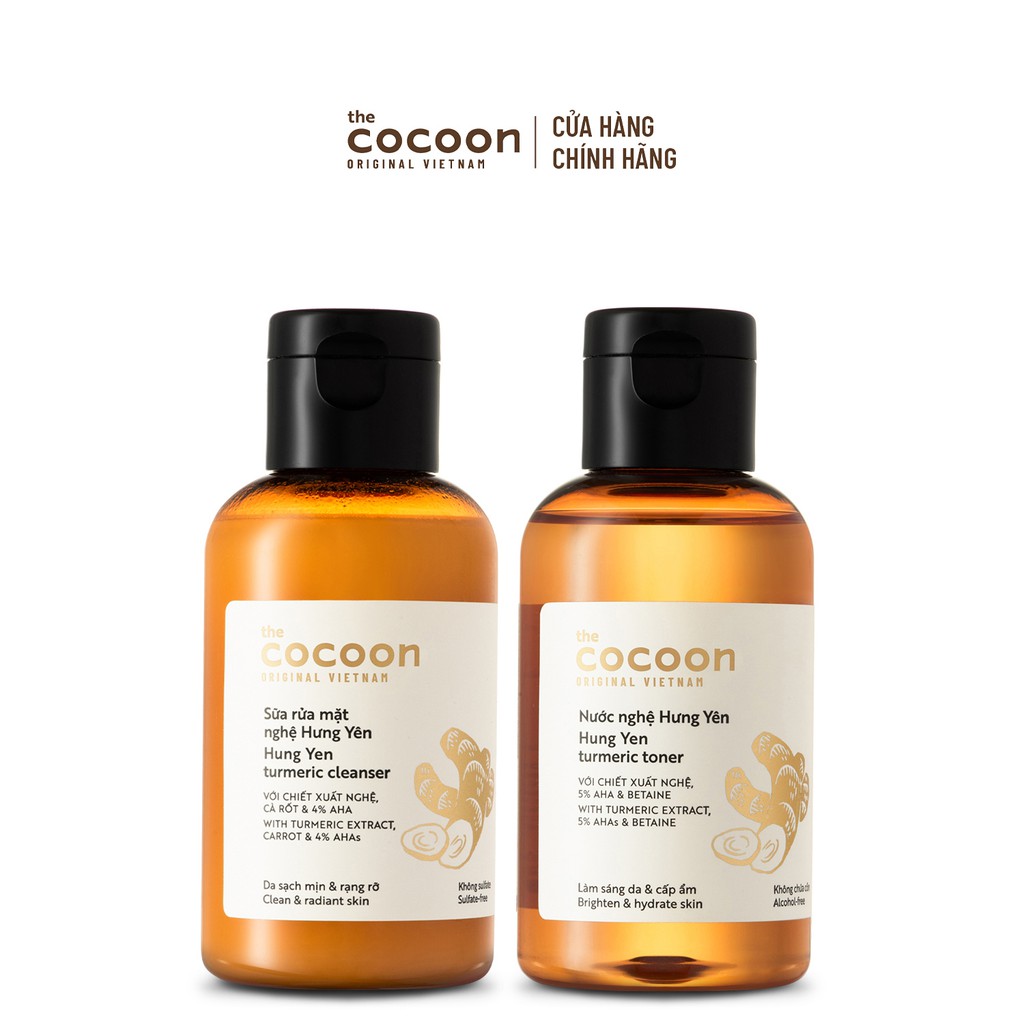 Combo sáng da cơ bản từ nghệ Hưng Yên Cocoon: 1Sữa rửa mặt nghệ Hưng Yên Cocoon 140ml+ 1 nước nghệ Hưng Yên Cocoon 140ml | BigBuy360 - bigbuy360.vn