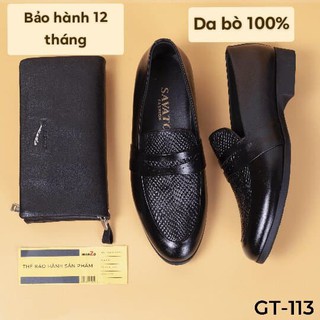 Giày lười nam da bóng màu đen cao cấp - giày da công sở sang trọng lịch lãm - GT113