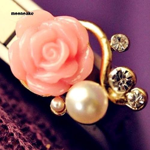 Khuyên tai hoa hồng đính đá phong cách Hàn Quốc thanh lịch dành cho nữ