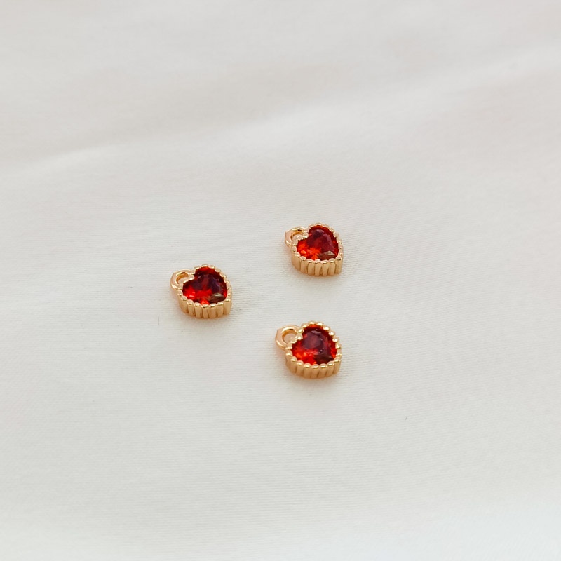 Mặt Dây Chuyền Hình Trái Tim Nhỏ Bằng Đồng 14K Màu Vàng Kim 5mm Diy