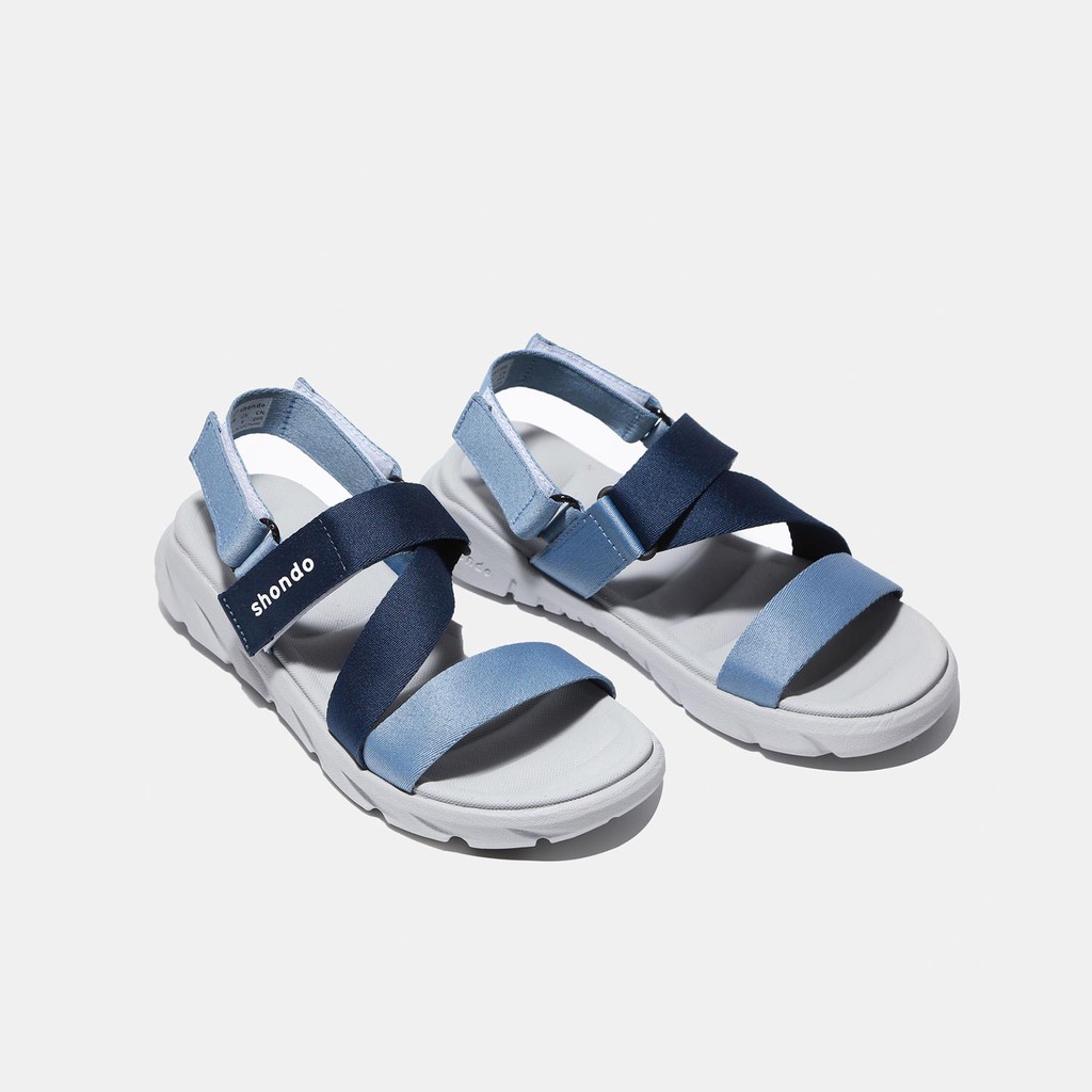 Giày sandal Shondo nam nữ đi học F6 đế bằng ombre xanh dương F6S2130