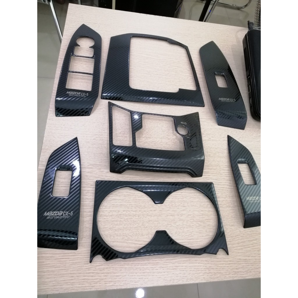 Ốp nội thất xe Mazda CX5 2018 2019 2020 2021 2022 2023 Mẫu Carbon - 6 chi tiết tặng kèm keo tăng dính