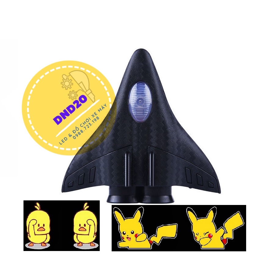 Đèn LED Laser Chiếu hình Logo động vịt và picachu gắn Oto Xe máy Kèm Cáp Sạc USB