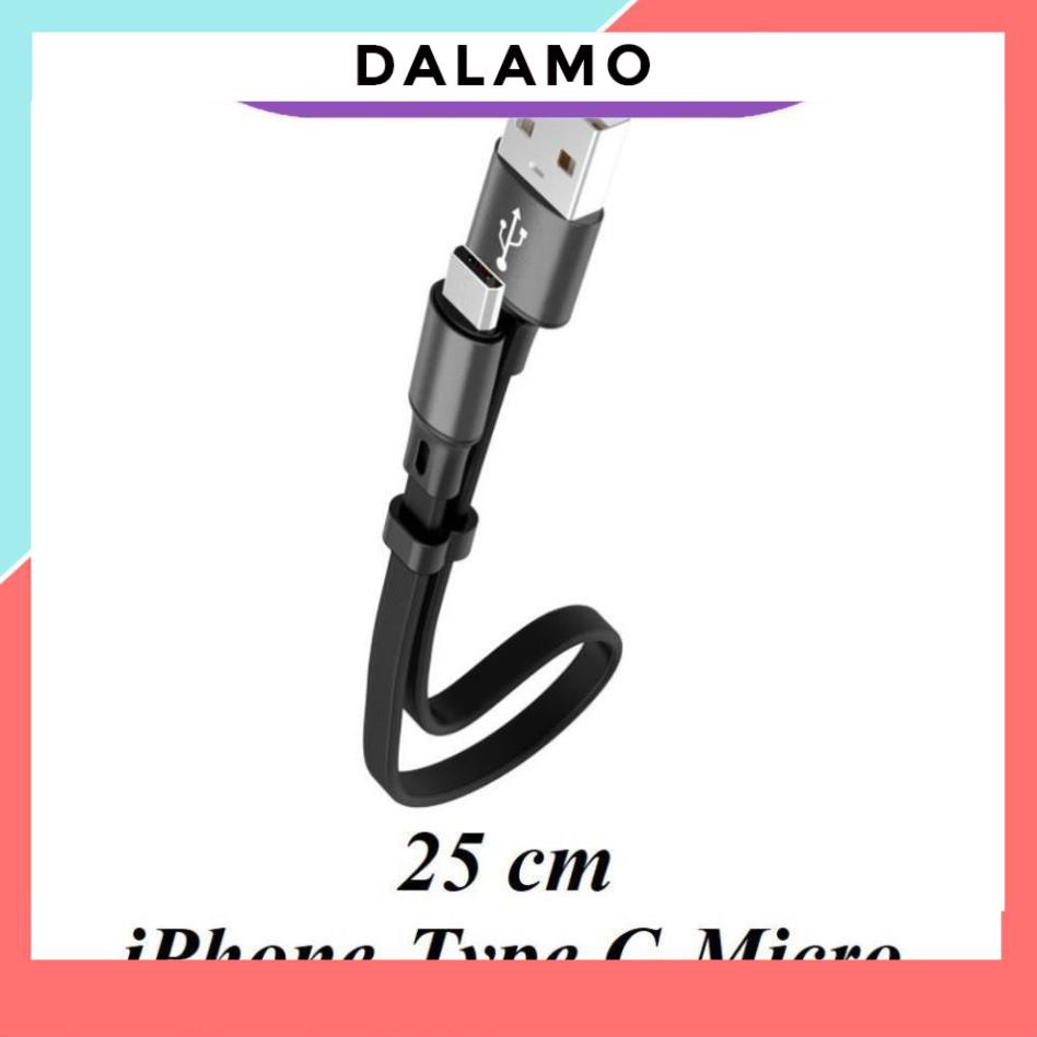 Cáp sạc iPhone Lightning – Type C – Micro USB loại ngắn 25 cm mẫu 1 DALAMO