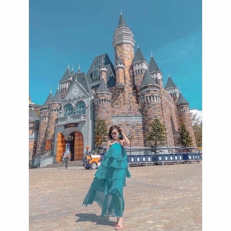 Đầm maxi đi biển cổ yếm voan tầng sang chảnh - Passion Dess | BigBuy360 - bigbuy360.vn