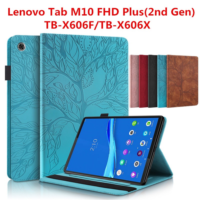 Bao Da Pu Họa Tiết Cây Nhiều Màu Sắc Cho Lenovo Tab M10 Fhd Plus (2Nd Gen) Tb-X606F / Tb-X606X