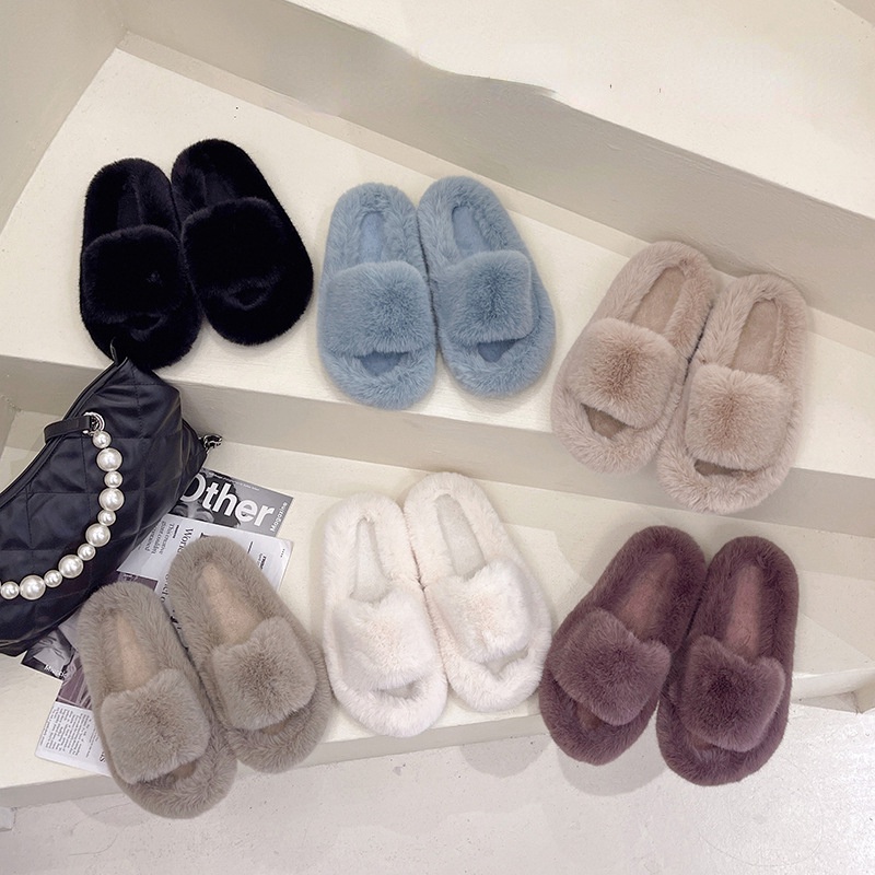 Dép Bông Đi Trong Nhà Chống Trượt 3.8cm Thời Trang Thu Đông 2022 Dễ Thương Cho Nữ