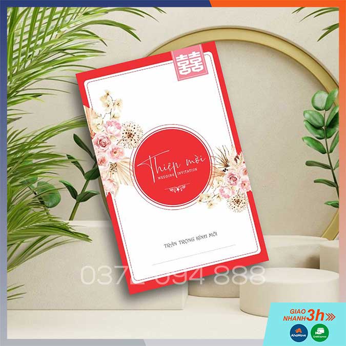 THIỆP CƯỚI TONE MÀU ĐỎ - ĐÃ BAO GỒM IN NỘI DUNG