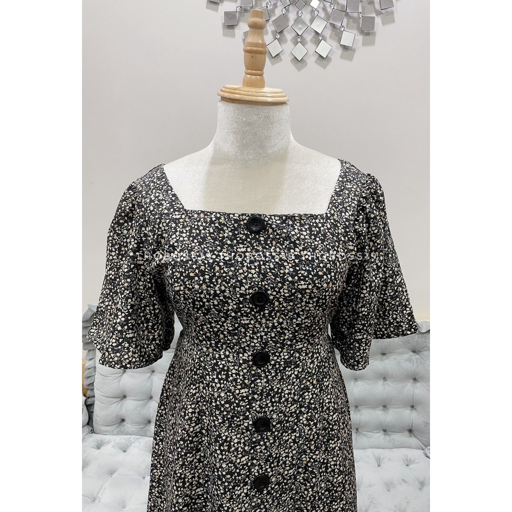 D121 - ĐẦM HOA BIGSIZE CỔ VUÔNG TAY BỒNG