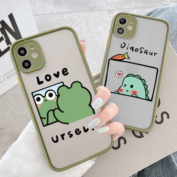 Ốp lưng iphone nhám Love Dinosaur 5/5s/6/6plus/6s/6splus/7/7plus/8/8plus/x/xr/xs/11/12/pro/max/plus/promax - Awifi U6-8