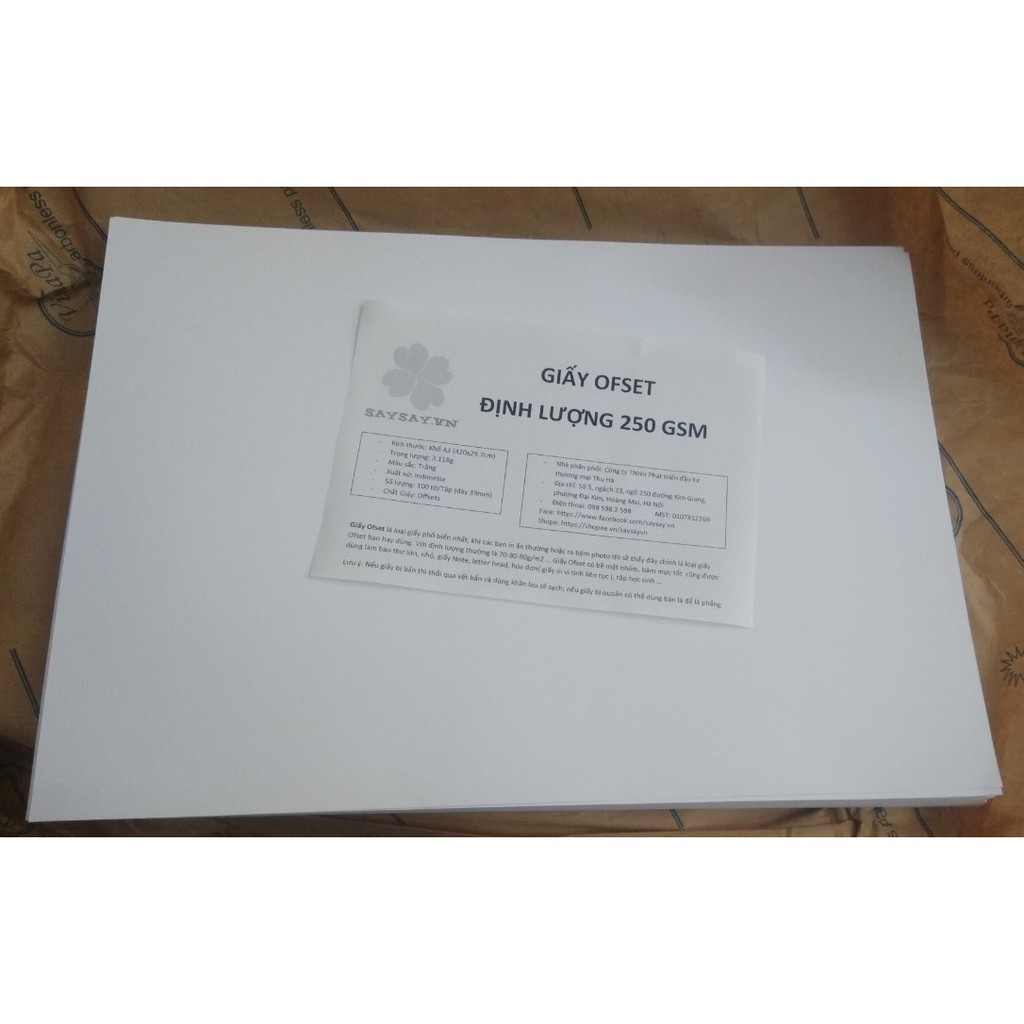 100 tờ Giấy in Ofset định lượng 250 gsm khổ A3 (420x297mm)