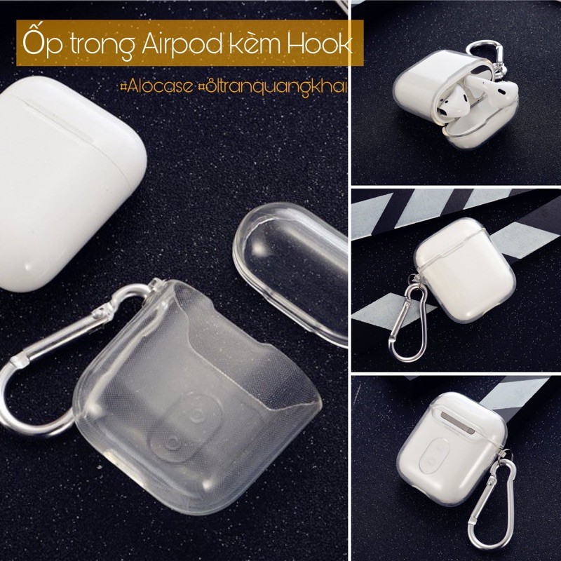 Ốp dẻo trong suốt cho airpod 3/2/1/Pro kèm hook