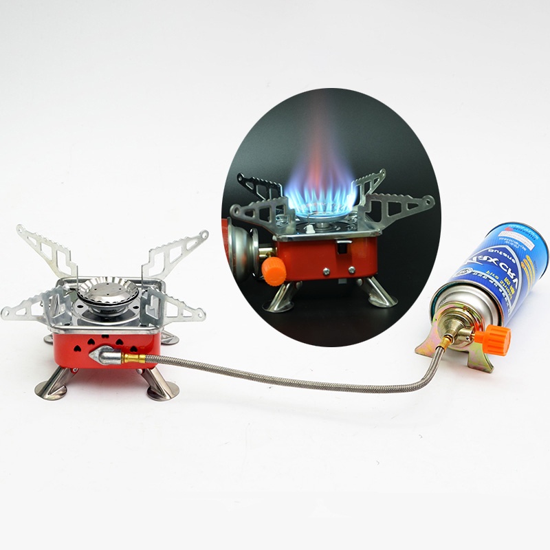 Bếp Gas Mini Du Lịch Xếp Gọn Loại Xịn Có Dây Dẫn Ga An Toàn, Đánh Lửa Tự Động Hợp Kim Chống Gỉ Cao Cấp