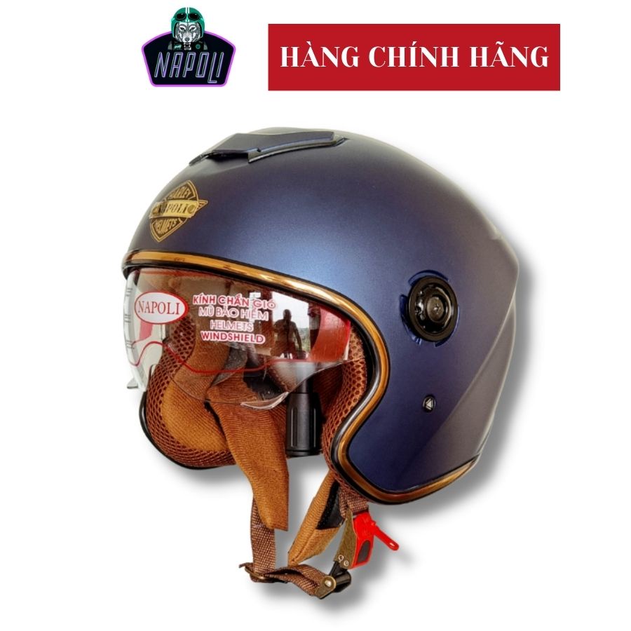Mũ bảo hiểm 3/4 đầu có kính âm cao cấp N125 Napoli dành cho nam,nữ loại có kính giấu,đủ màu,bảo hành 12 tháng
