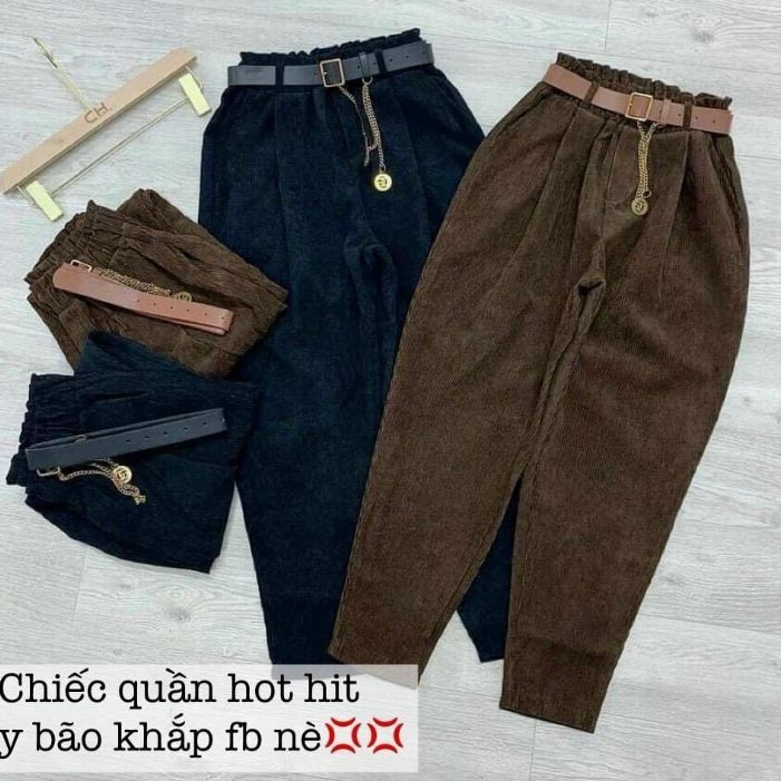 Quần baggy nhung kèm đai xích hàng QCL1