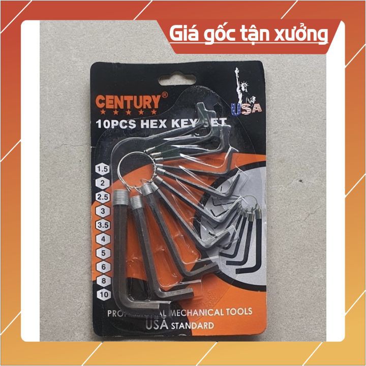 Lục giác đa năng,Bộ Lục Giác chìa vỉ 8 cây và vỉ 10 cây Century(Chính Hãng)❖chất liệu thép cứng, chống gãy, chống rỉ sét