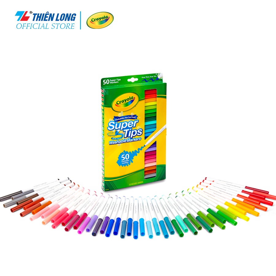 Bộ 50 cây Bút lông Nét mảnh - Nét đậm Dễ tẩy rửa Crayola Supertips Washable Marker