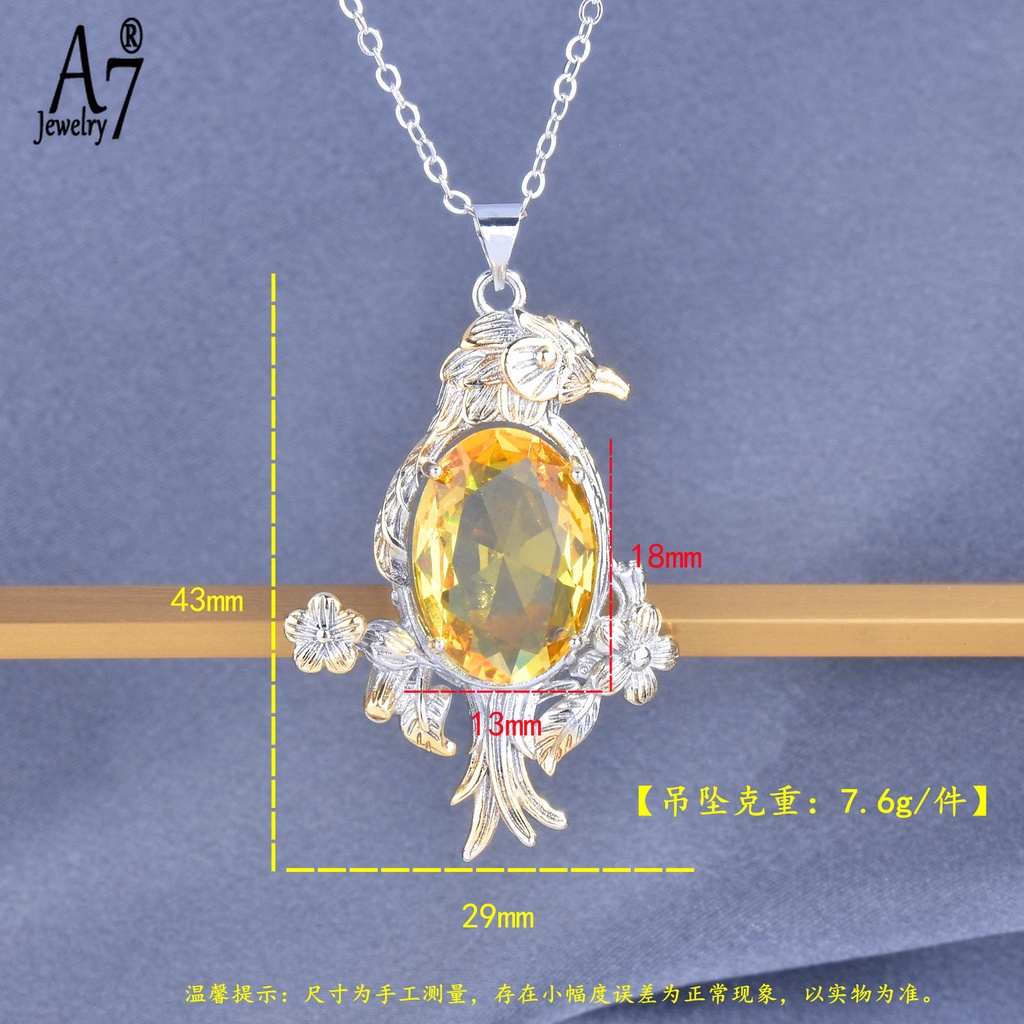 Vòng cổ Mặt Đại Bàng A7 Đính Đá Pha Lê Màu Vàng Cho Nữ