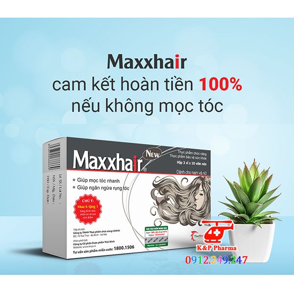 Maxxhair kích thích mọc tóc - Ngăn ngừa rụng tóc - 6 tặng 1 chính hãng - Maxhair