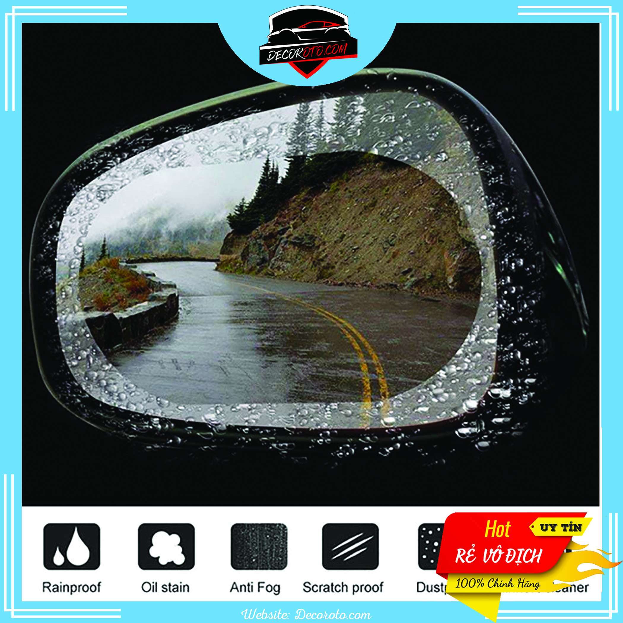 MIẾNG DÁN GƯƠNG CHIẾU HẬU Ô TÔ THƯƠNG HIỆU OVAL CHỐNG NƯỚC CAO CẤP