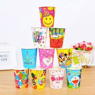 Combo 10 cốc giấy sinh nhật cho bé, ly sinh nhật (Mẫu random)