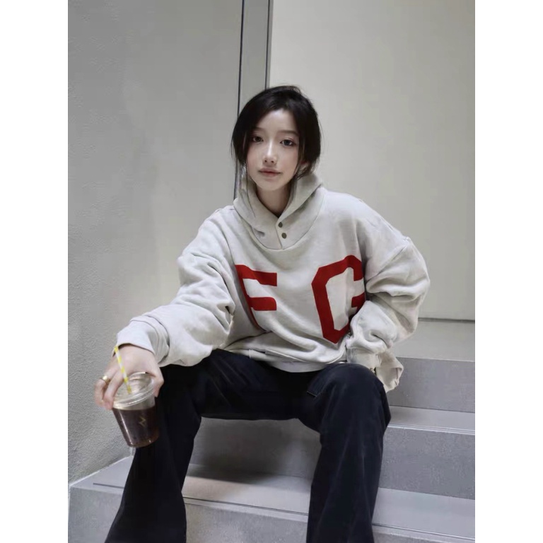 Áo Khoác Nỉ Nữ Chui Đầu Có Nón Chất Nỉ Dày Form Rộng in FG Mặc Đẹp Thoải Mái NEW UNISEX