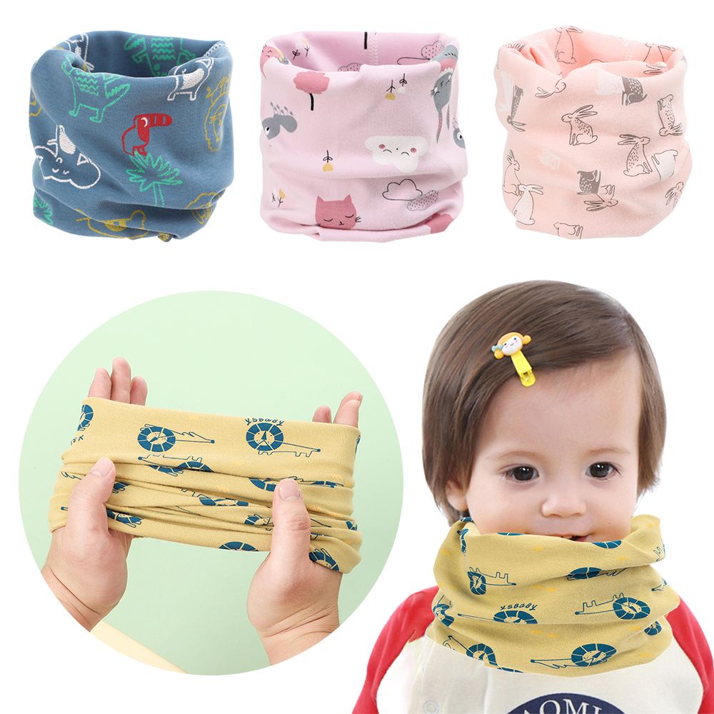Khăn Choàng Cổ Cotton Họa Tiết Hoạt Hình Nhiều Màu Sắc Cho Bé