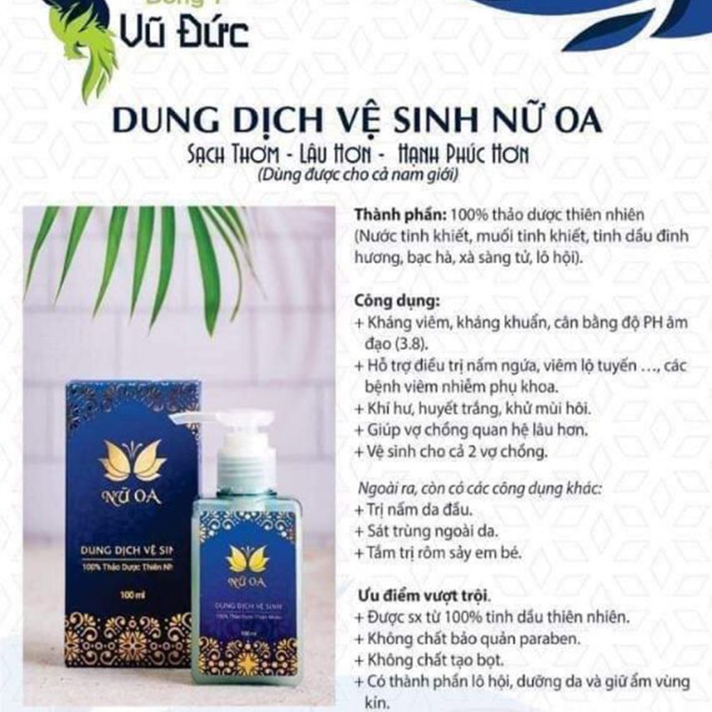 Dung Dịch Vệ Sinh Nữ Oa💖FREE SHIP💖100% Thảo Dược Thiên Nhiên , Trị Nấm, Ngứa, Hôi, Se Khít