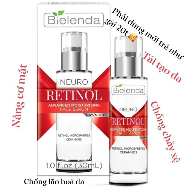 Serum Bielenda Neuro Retinol Neuromimetic trẻ hoá, căng bóng da và mờ thâm 30ml