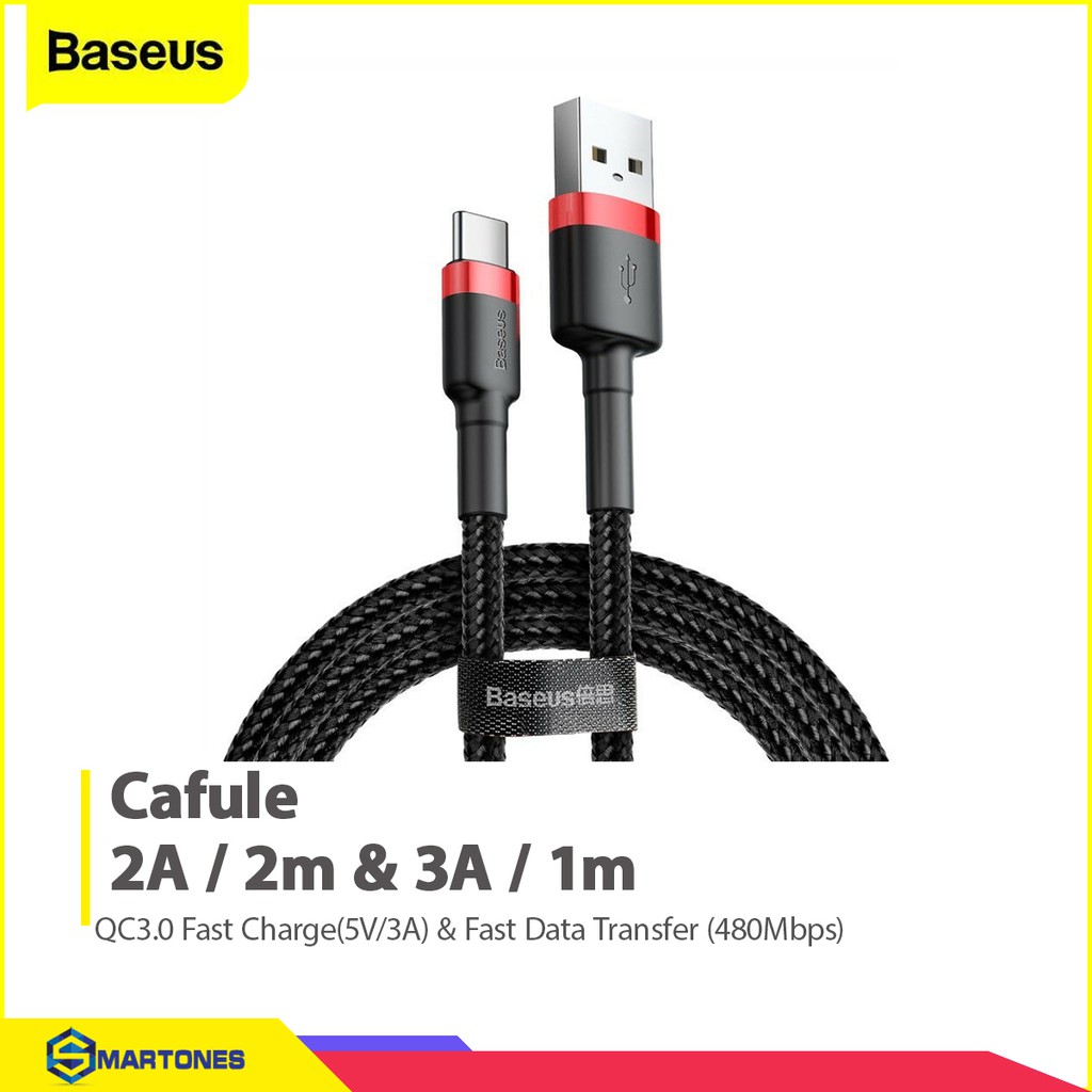 Cáp sạc Baseus Cafule Type C 2m cho Samsung S8/S9/ Note8/ Note9/ Xiaomi/ Huawei/ Oppo/Nokia