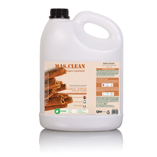 Nước lau sàn hữu cơ Mas.Clean tinh dầu Quế đuổi muỗi và côn trùng - can 3.8L