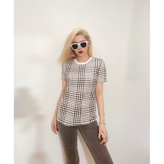 Áo Thun Cotton F21 Sọc Caro - 3516